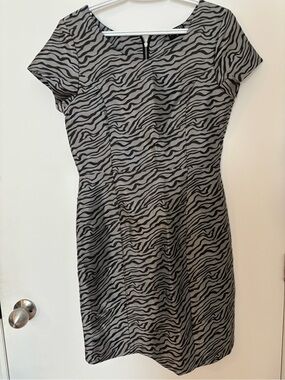 Soaked In Luxury - Women's Black and Silver Gray Zebra Print Dress - Size Medium
